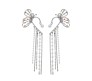 2pcs Zircon Butterfly Tassel Ear Cuff Earrings For Women No Piercing Wrap Around Latest Stylish Long Rhinestone and Pearl Tassle Drop Jewelry Valentine Gift for Girls and Women