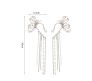 2pcs Zircon Butterfly Tassel Ear Cuff Earrings For Women No Piercing Wrap Around Latest Stylish Long Rhinestone and Pearl Tassle Drop Jewelry Valentine Gift for Girls and Women