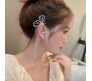 2pcs Zircon Butterfly Tassel Ear Cuff Earrings For Women No Piercing Wrap Around Latest Stylish Long Rhinestone and Pearl Tassle Drop Jewelry Valentine Gift for Girls and Women