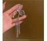 2pcs Zircon Butterfly Tassel Ear Cuff Earrings For Women No Piercing Wrap Around Latest Stylish Long Rhinestone and Pearl Tassle Drop Jewelry Valentine Gift for Girls and Women