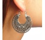 Boho Style Oxidised Silver Hoop Earrings Ethnic Tribal Antique Style