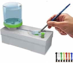 Paint Brush Cleaner & Rinser - Fresh Water Cycle, Dispenser & Drain Button - Acrylic, Watercolor, Oil Paints - Cleaning Tool for Kids & Adults (Paint Station Water, Brush Cleaner Set)