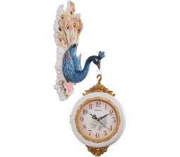 Peacock Wall Hanging Clock Dual Double Sided for Living Room Hall - Elegant Peacock Design, Battery Powered, Perfect Home Decor