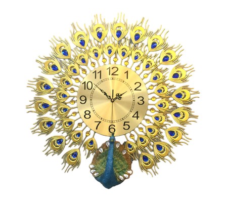 Big Size 60cm Peacock Wall Clock - Luxury Modern European 3D Decorative Peacock Design for Living Room