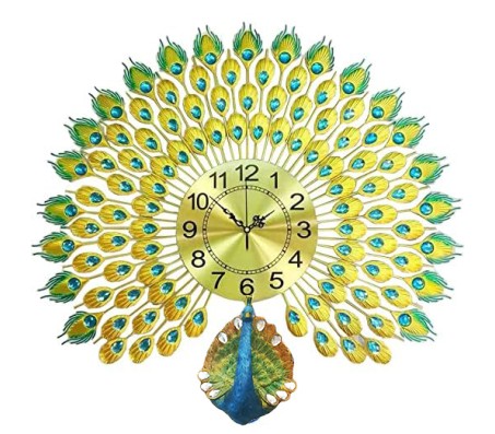 Big Size 66cm Peacock Wall Clock - Luxury Modern European 3D Decorative Peacock Design for Living Room