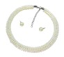 Combo Imitation 4mm Round Shining Pearl Double Strand Necklace White Choker Set Layered Moti Mala Pearl Jewellery Set With Matching Pearl Stud Earrings Handcrafted for Women and Girls
