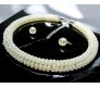 Combo Imitation 4mm Round Shining Pearl Double Strand Necklace White Choker Set Layered Moti Mala Pearl Jewellery Set With Matching Pearl Stud Earrings Handcrafted for Women and Girls