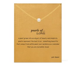 Card + Pearl of Love Symbol Pendant Necklace Proposal Anniversary Birthday Gift for Girls and Women