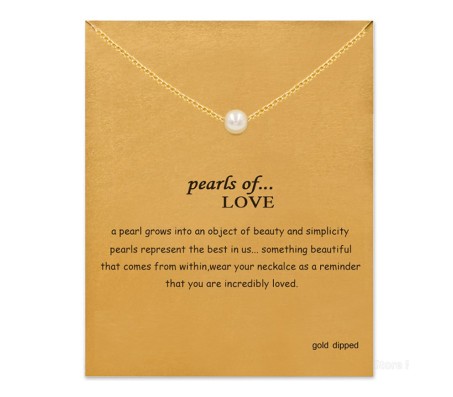 Card + Pearl of Love Symbol Pendant Necklace Proposal Anniversary Birthday Gift for Girls and Women