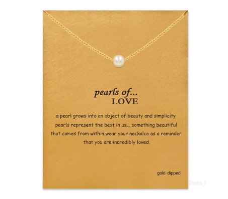 Card + Pearl of Love Symbol Pendant Necklace Proposal Anniversary Birthday Gift for Girls and Women