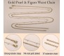 2pcs Pearl Waist Chain for Women Stylish Saree Adjustable Multilayered Gold Plated Belly Chain 2 Layered Body Hip Chains for Waist Sexy Bikini Kamarbandh Jewelry 26-42in