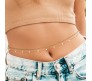 2pcs Pearl Waist Chain for Women Stylish Saree Adjustable Multilayered Gold Plated Belly Chain 2 Layered Body Hip Chains for Waist Sexy Bikini Kamarbandh Jewelry 26-42in