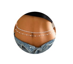 2pcs Pearl Waist Chain for Women Stylish Saree Adjustable Multilayered Silver Plated Belly Chain 2 Layered Body Hip Chains for Waist Sexy Bikini Kamarbandh Jewelry 26-42in