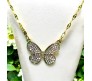 Butterfly Rhinestone Crystal Studded Pendant Gold Plated Necklace With Chain Fashion Jewellery Stylish For Women And Girls