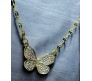 Butterfly Rhinestone Crystal Studded Pendant Gold Plated Necklace With Chain Fashion Jewellery Stylish For Women And Girls