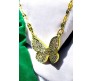 Butterfly Rhinestone Crystal Studded Pendant Gold Plated Necklace With Chain Fashion Jewellery Stylish For Women And Girls