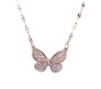 Butterfly Rhinestone Crystal Studded Pendant Rose Gold Plated Necklace With Chain Fashion Jewellery Stylish For Women And Girls