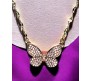 Butterfly Rhinestone Crystal Studded Pendant Rose Gold Plated Necklace With Chain Fashion Jewellery Stylish For Women And Girls