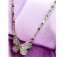 Butterfly Rhinestone Crystal Studded Pendant Rose Gold Plated Necklace With Chain Fashion Jewellery Stylish For Women And Girls