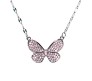 Butterfly Rhinestone Crystal Studded Pendant Silver Plated Necklace With Chain Fashion Jewellery Stylish For Women And Girls