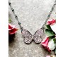 Butterfly Rhinestone Crystal Studded Pendant Silver Plated Necklace With Chain Fashion Jewellery Stylish For Women And Girls