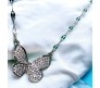 Butterfly Rhinestone Crystal Studded Pendant Silver Plated Necklace With Chain Fashion Jewellery Stylish For Women And Girls