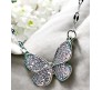 Butterfly Rhinestone Crystal Studded Pendant Silver Plated Necklace With Chain Fashion Jewellery Stylish For Women And Girls