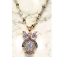 Owl Rhinestone Crystal Studded Pendant Rose Gold Plated Necklace With Chain Fashion Jewellery Stylish For Women And Girls