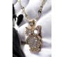 Owl Rhinestone Crystal Studded Pendant Rose Gold Plated Necklace With Chain Fashion Jewellery Stylish For Women And Girls