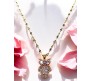 Owl Rhinestone Crystal Studded Pendant Rose Gold Plated Necklace With Chain Fashion Jewellery Stylish For Women And Girls