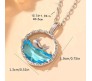 Love Blue Whale Crystal Pendant Stainless Steel Chain Necklace Heart of the Ocean Wave Design Round Frame Valentine Gifting Fashion Accessories For Women Girl