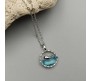 Love Blue Whale Crystal Pendant Stainless Steel Chain Necklace Heart of the Ocean Wave Design Round Frame Valentine Gifting Fashion Accessories For Women Girl