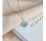 Love Blue Whale Crystal Pendant Stainless Steel Chain Necklace Heart of the Ocean Wave Design Round Frame Valentine Gifting Fashion Accessories For Women Girl