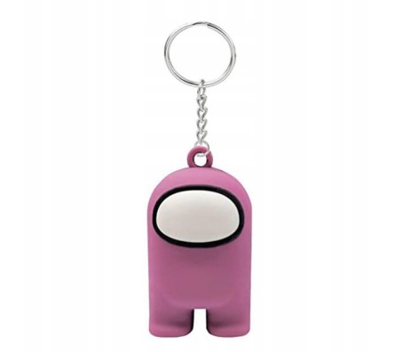 Among Us Action Figure Plastic Rubber Keychain Key Chain for Car Bikes Key Ring Pink