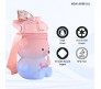 Plastic Teddy Bear Water Bottle for Kids, Push Button Water Bottle with Straw, Sipper Bottle for Kids with Adjustable Strap and Stickers 1400ml, Pink Blue, 3+Years (Pack of 1)