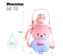 Plastic Teddy Bear Water Bottle for Kids, Push Button Water Bottle with Straw, Sipper Bottle for Kids with Adjustable Strap and Stickers 1400ml, Pink Blue, 3+Years (Pack of 1)