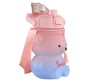 Plastic Teddy Bear Water Bottle for Kids, Push Button Water Bottle with Straw, Sipper Bottle for Kids with Adjustable Strap and Stickers 1400ml, Pink Blue, 3+Years (Pack of 1)