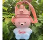 Plastic Teddy Bear Water Bottle for Kids, Push Button Water Bottle with Straw, Sipper Bottle for Kids with Adjustable Strap and Stickers 1400ml, Pink Blue, 3+Years (Pack of 1)