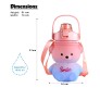 Plastic Teddy Bear Water Bottle for Kids, Push Button Water Bottle with Straw, Sipper Bottle for Kids with Adjustable Strap and Stickers 1000ml, Pink Blue, 3+Years (Pack of 1)