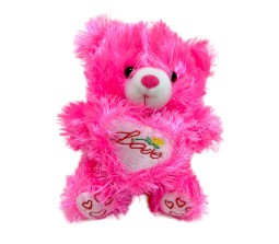 Adorable Pink Teddy Bear Plush Toy, Huggable Soft Teddy with Embroidered Love Heart & Rose, Romantic Valentine's Day, Anniversary Gift for Kids, Girls, Boys (Multicolor 28cm)