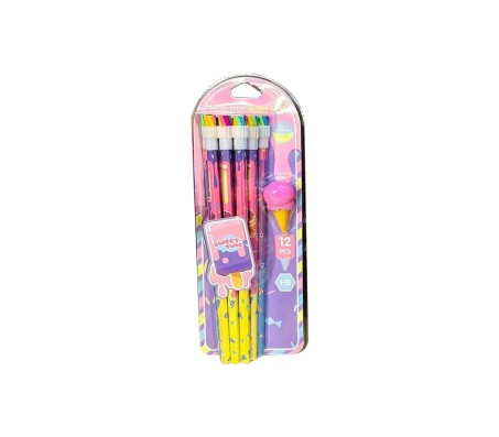 Set of 13 Pcs Ice Cream Erasers Pencil Stationary Set for Kids With Icecream Shaped And Rainbow Design for Boys and Girld, Kids, Birthday Return Stationary Gifts for Kids PY