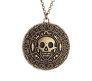 Aztec Coin Pirates Jack Captain Sparrow of Caribbean Human Skull Bronze Pendant with Necklace Jewelry Accessory Cosplay for Men and Women