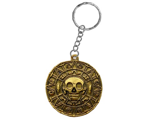 Pirates of The Caribbean Aztec Skull Coin Medallion Metal Keychain Key Chain for Car Bikes Key Ring