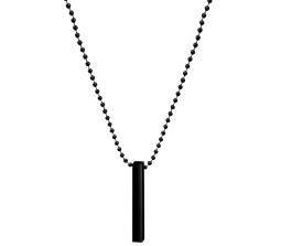 3D Cuboid Vertical Bar/Stick Stainless Steel Locket Black Pendant Necklace Matt for Boys and Men