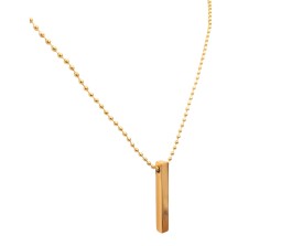 3D Cuboid Vertical Bar/Stick Stainless Steel Locket Gold Pendant Necklace for Boys and Men