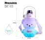 Plastic Teddy Bear Water Bottle for Kids, Push Button Water Bottle with Straw, Sipper Bottle for Kids with Adjustable Strap and Stickers 1400ml, Purple Blue, 3+Years (Pack of 1)