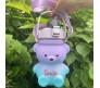 Plastic Teddy Bear Water Bottle for Kids, Push Button Water Bottle with Straw, Sipper Bottle for Kids with Adjustable Strap and Stickers 1400ml, Purple Blue, 3+Years (Pack of 1)