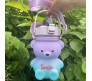 Plastic Teddy Bear Water Bottle for Kids, Push Button Water Bottle with Straw, Sipper Bottle for Kids with Adjustable Strap and Stickers 1400ml, Purple Blue, 3+Years (Pack of 1)