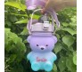 Plastic Teddy Bear Water Bottle for Kids, Push Button Water Bottle with Straw, Sipper Bottle for Kids with Adjustable Strap and Stickers 1000ml, Purple Blue, 3+Years (Pack of 1)