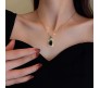 Green Emerald Jewellery Set for Women Gold Plated Necklace Earrings and Ring Minimal Jewelry Sets Fashion Cubic Zirconia Crystal Earring For Woman and Girls